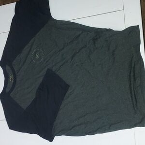 RVCA Men's Dark Gray and Black Long Sleeve Tee. Green Writing. 2XL